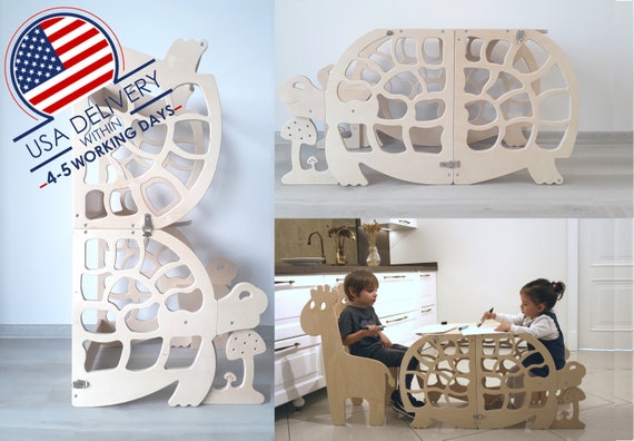 Convertible Kitchen Tower: Montessori Learning Stool, Kids Activity Table