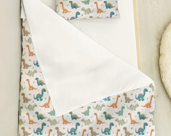 Dinosaur Adventure Organic Cotton Sateen Bedding Set – 800 Thread Count, Prehistoric Dreams