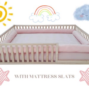 Cama de piso para niños pequeños, cama de piso Montessori, cama para niños pequeños, cama Montessori para niños pequeños, cama Montessori doble