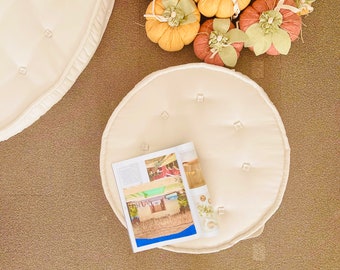 Cotton Round Floor Pillow: Pleated Montessori Cushion