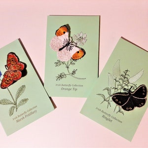 Broche papillon réaliste, pointe orange, bouclette, fritillaire des marais