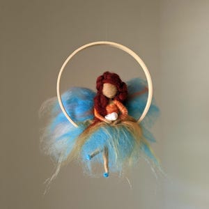 Needle Felted Ocean Fairy | Hanging Wool Fairy Doll | Waldorf Decor | Handmade Fairy Ornament | Whimsical Felt Doll Gift