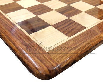 19" wooden(sheesham) flat chess board Rounded corners and edges Super fine smooth polish- Golden Rosewood & Maplewood.