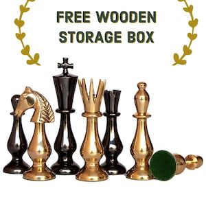 Brass Chess pieces set classical Sleek luxury Collector series King: 3.5&quot; antique collector series Free storage box