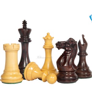 4&quot; Sleek Staunton Chess pieces Set - Rosewood Chess Pieces Triple weighted - 21&quot; Rosewood Chess Board(55mm) + Leather Storage Box COMBO