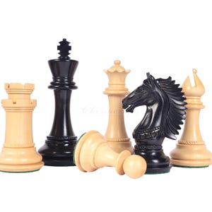 4.5&quot; Ebonywood Staunton Chess pieces Set- CAVALIER Series + 23&quot; Ebony wood Chess Board(sq-60mm) + Leather Storage Box
