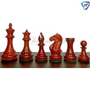 4&quot; Staunton Bud Rosewood/ Padauk Chess pieces Set- Fierce Knight- Weighted 2 Extra queens- wood options - Golden Rosewood & Rosewood