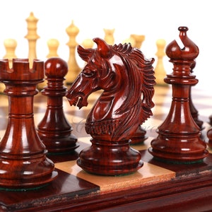 4.5&quot; Luxury Staunton Bud Rosewood-Boxwood Chess pieces Set-Alexander Series-Triple Weighted+ 21&quot;/ 23&quot; Bud Rosewood Chess Board + Storage Box