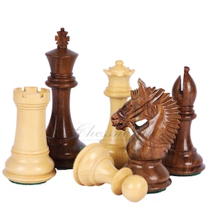 4.1&quot; Staunton Golden Rosewood Chess pieces set- EXCALIBUR- Sheeshamwood & boxwood + 21&quot; Luxury Golden Rosewood chess board + Storage Box