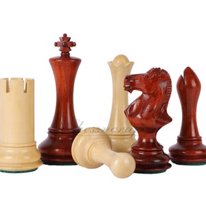 4&quot; Bud Rosewood Staunton chess pieces set EMPIRE series + 19&quot; Bud Rosewood Chess board(sq 51mm) + Leather Storage box for chess men