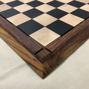 23" & 21" Ebony wood chess board special TAPERED design with MATTE VELVET polish- Golden Rosewood Borders.