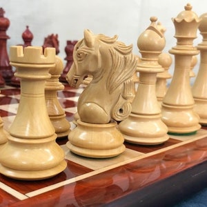 4.5&quot; Luxury Staunton Bud Rosewood & Boxwood Chess pieces Set- Spartan Luxury Double Weighted 2 Extra queens- 4Q