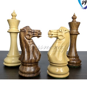 4.75" Wooden chess piece set CLUB Staunton chess pieces Weighted with 2 extra queens & 2 Extra King crowns.