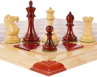 4.1" Bud Rosewood Staunton Chess Pieces Set  ENGLISH CLUB SERIES  Weighted w/ 2 Extra queens- 4Q