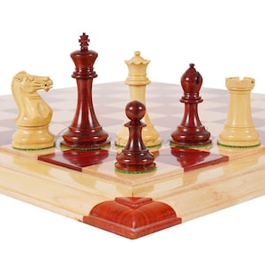 4.1&quot; Bud Rosewood Staunton Chess Pieces Set  ENGLISH CLUB SERIES  Weighted w/ 2 Extra queens- 4Q