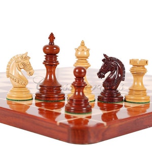4.1&quot; Luxury Staunton Chess Pieces Set in  Bud Rosewood(Padauk) & Boxwood- ARMOURED Triple Weighted w/ 2 Extra queens- 4Q