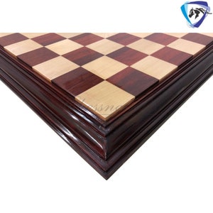 23&quot; & 21&quot; Bud Rosewood chess board STEPS BORDER ELEVATED Super fine smooth polish. Exclusive unique grain padauk wood