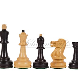 Piezas de ajedrez de 3.75 " Juego de boj ebonizado supremo del Gran Maestro Soviético - Pesado