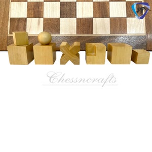 1923 Juego de piezas de ajedrez Bauhaus de madera de boj ebonizado con rey: juego de ajedrez vintage de 2 con tablero de ajedrez de palisandro dorado de 14. imagen 5