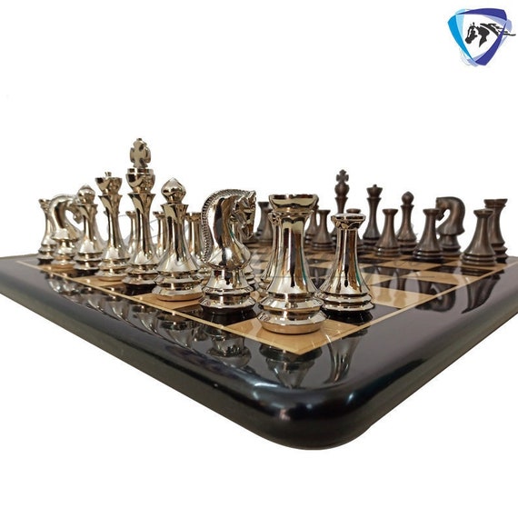 年代物 メタル チェスボード 駒