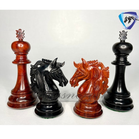 4.5 Luxury Staunton Ebony Wood & Boxwood Chess Pieces 