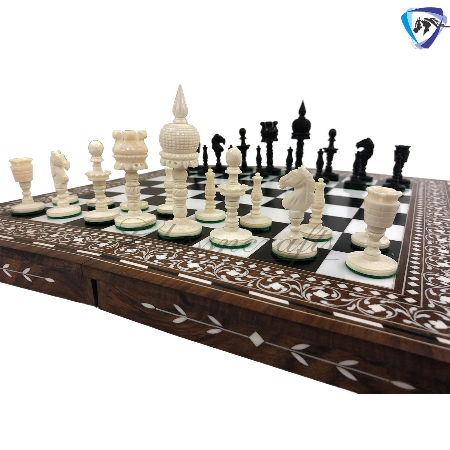 Artistic English Series Hand Carved Vintage Chess Pieces Only