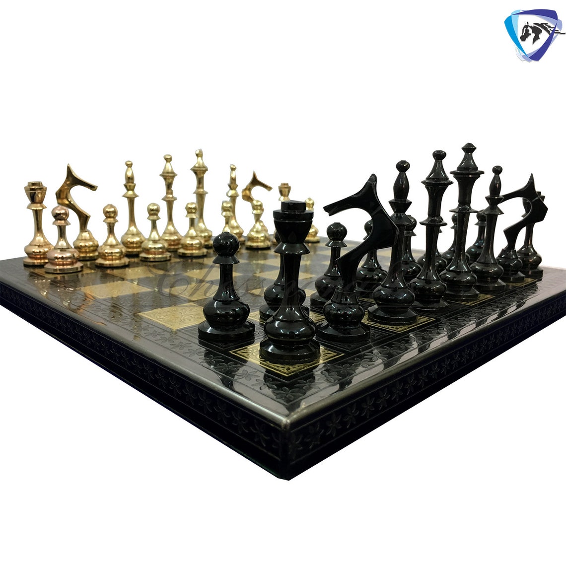 Solid Brass Modern classic Chess set 100 brass Slim chess Etsy