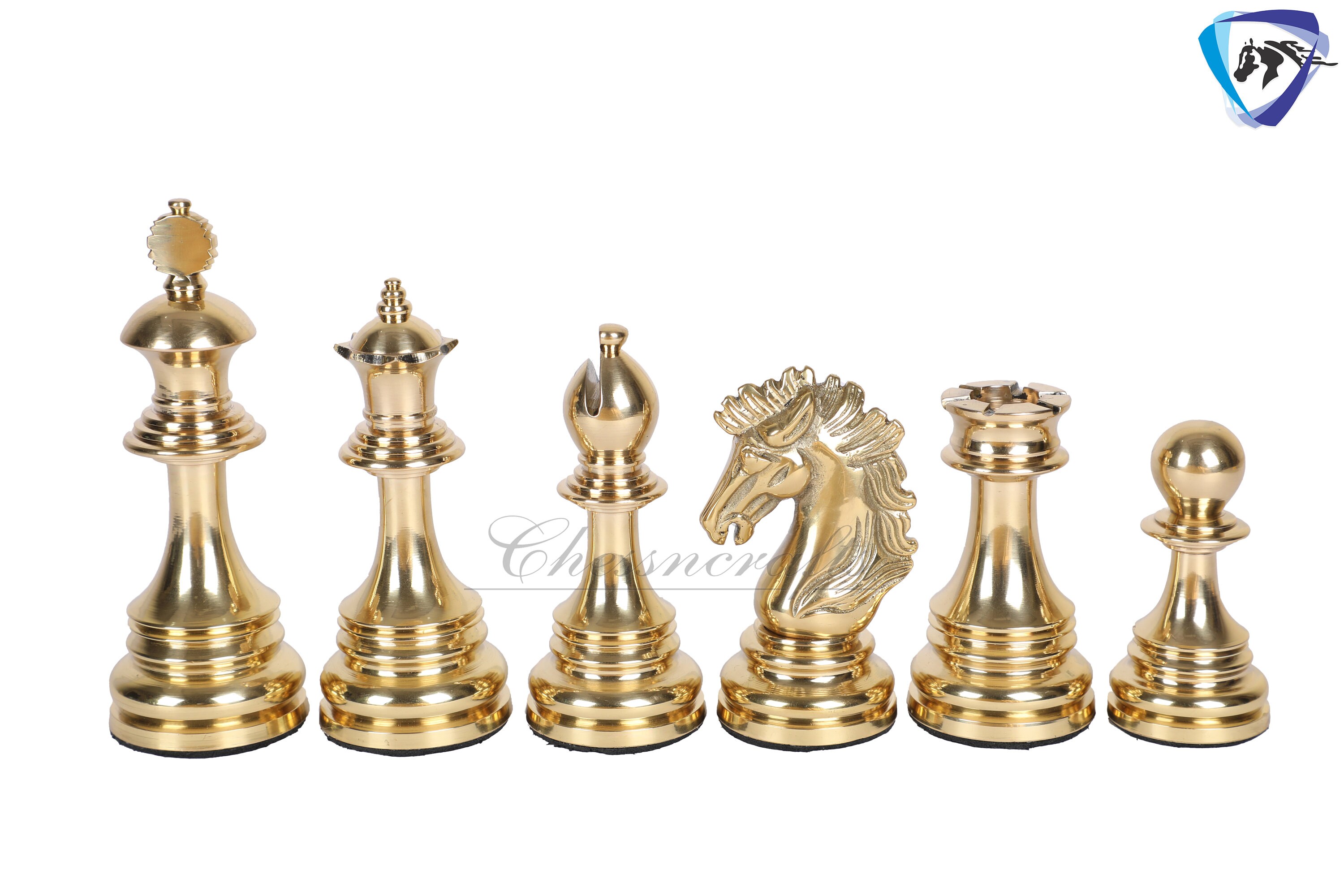 The Brass Staunton solid Brass Chess Pieces Brass & Antique Stain Coated  3.5 Chess Pieces