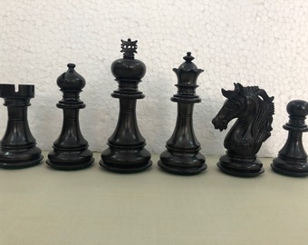 Alexander the Great - Ebony Chess Pieces