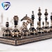 14' & 12' Solid Brass Metal Modern Classic Hand carved Chess set- Soviet chess pieces in velvet storage box - Vintage Chess for Gifting. 