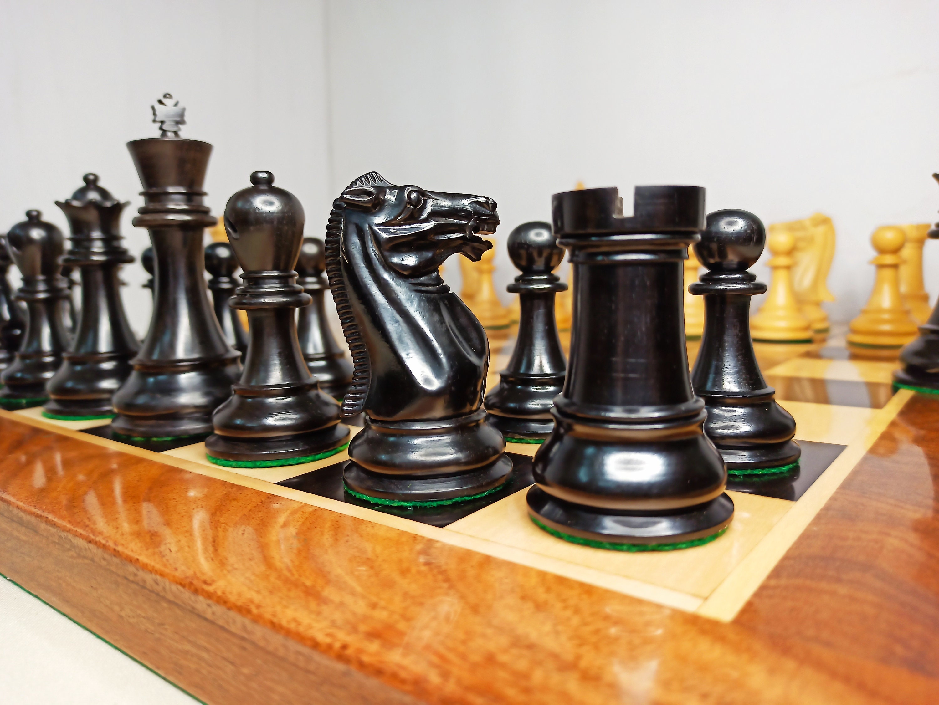 4.4 " Ebenholz Staunton Schach Teile Set Hadrian Dreifach Gewichtet 
