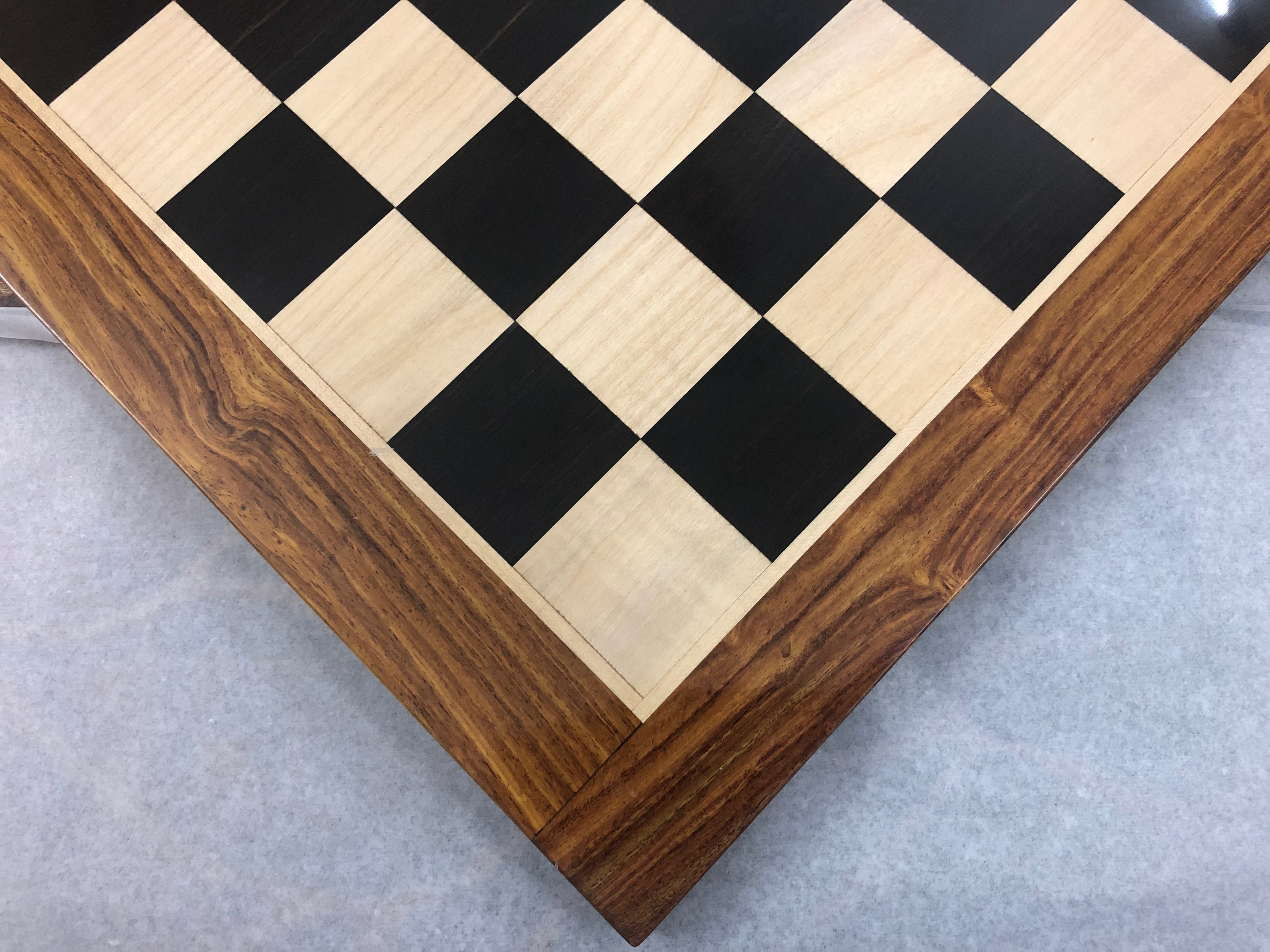 21 Large Wooden Chess Board Rosewood & Maple Square 55mm Handmade