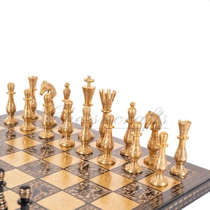 14 Solid Brass Metal Classical Hand Carved Chess Set - Etsy