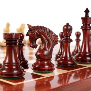 4.5&quot; Staunton Bud Rosewood Chess pieces Set- CONTEMPORARY series + 23&quot; Bud Rosewood Chess board(60mm)  + Leatherette storage box