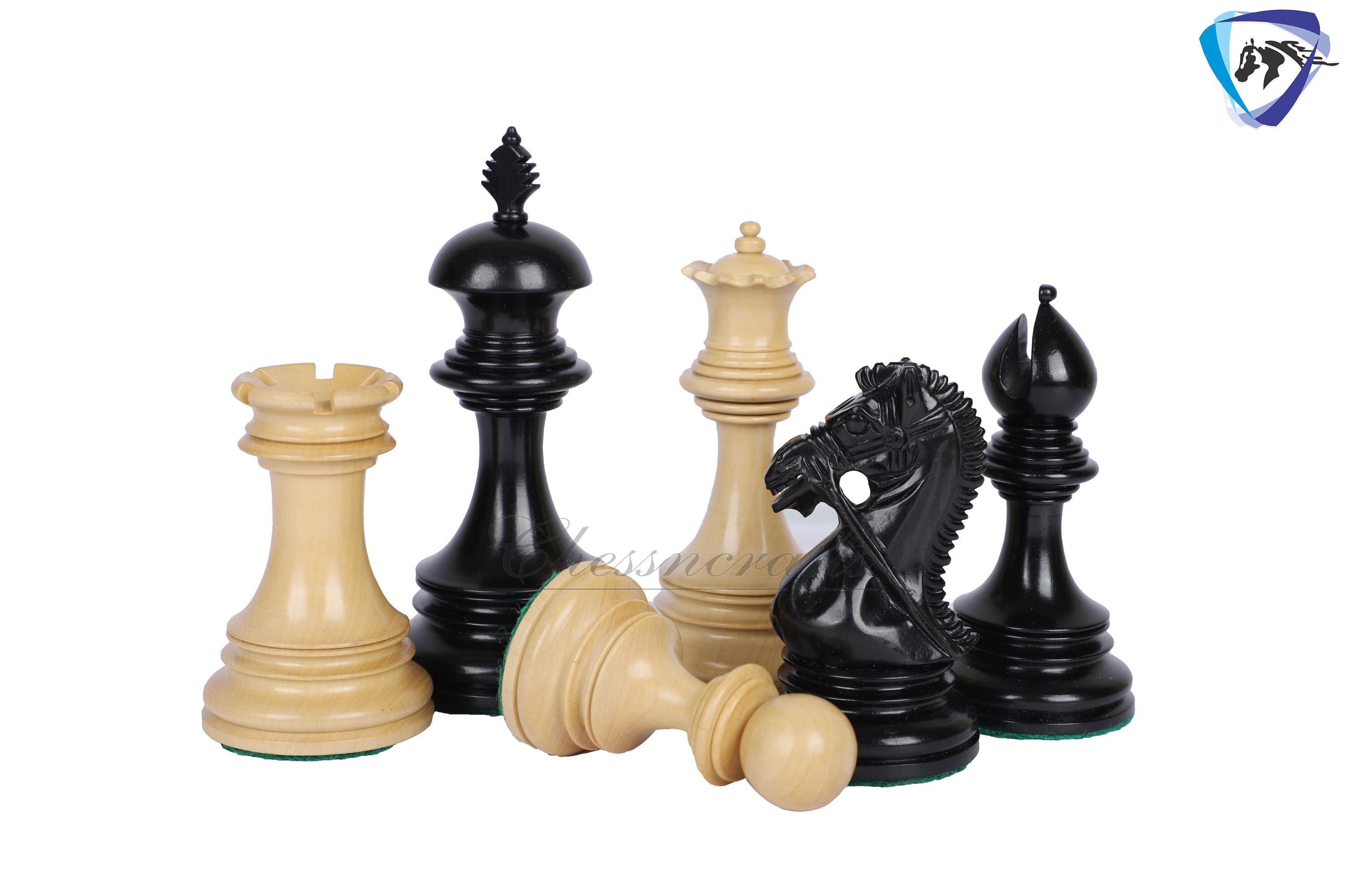 4.4 インチ高級スタントン黒檀材チェス駒セット - ANDERSON ブライドル