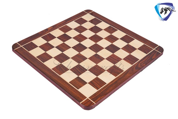 21 Chess Board Bud Rose wood & Maple - STEP BLACK BORDER Hand Carved SQ:  55MM