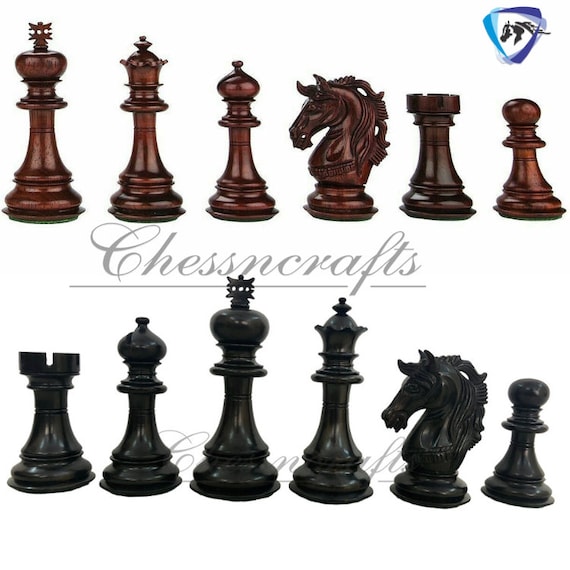 4.5 Luxury Staunton Ebony Wood & Boxwood Chess Pieces 