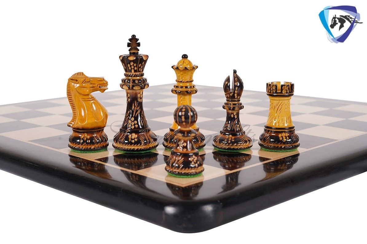 Wooden Helena Chess Set Ebonywood 20 Weighted Ebonised -  Portugal