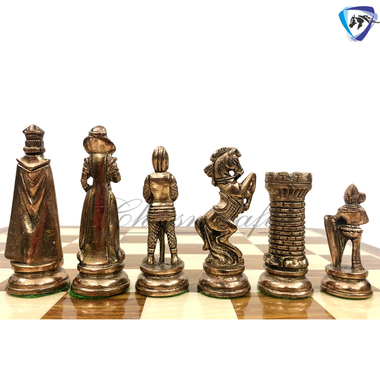 Italian Brass Metal Chess Pieces Set Antique Vintage Figures Etsy