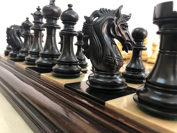 4.5 Luxury Staunton Ebony Wood & Boxwood Chess Pieces 