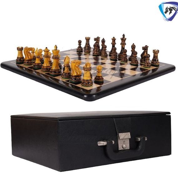 Traditional Staunton Wood Chess Set with a Wooden Board – 15 inch Board  with 3.75 inch King – Wood Expressions