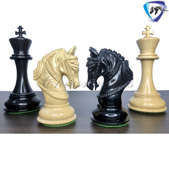 4.5 Luxury Staunton Ebony Wood & Boxwood Chess Pieces 