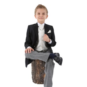 Sebastian Le Blanc Prince Edward Tail Complete Boys Suit Set Black/Ivory, Grey/White