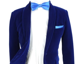 Boys' Formal  Royal Blue Velvet Blazer Jacket  - Stylish Design for Formal Events and Weddings