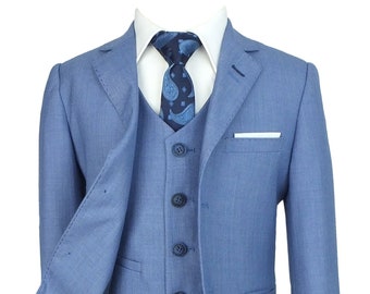 Jongens Slim Fit Formele Bruiloft Blauw Jay Suit Set