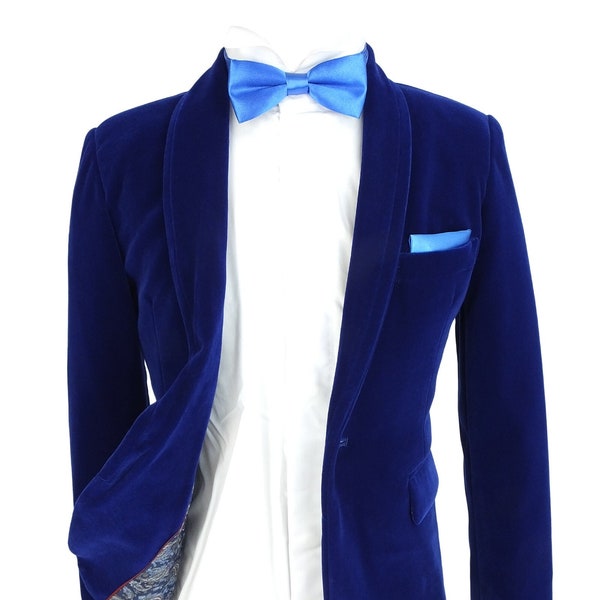 Boys' Formal  Royal Blue Velvet Blazer Jacket  - Stylish Design for Formal Events and Weddings