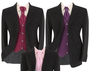 Boys Formal Black Suit 5 pc set with Choice of Waistcoat and Tie Colour