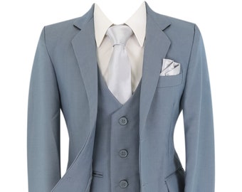 Boys Occasion Formal Wear 6 Piece Wedding Pageboy Suit in Light Grey