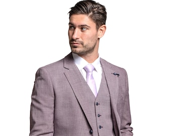 Summer Men’s Formal Textured Slim Fit Lilac Suit wedding Business 3 pc Set
