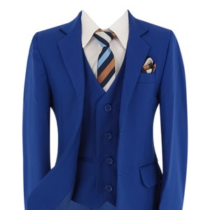 Boys Special Occasion Formal Wear 6 Piece Wedding Page Boy Suit in Electric Blue